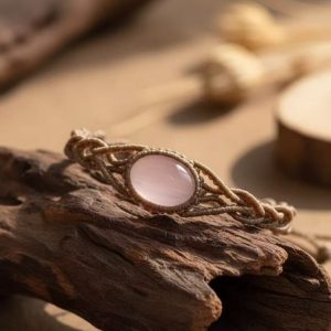 Handmade Macrame Bracelet with Rose Quartz