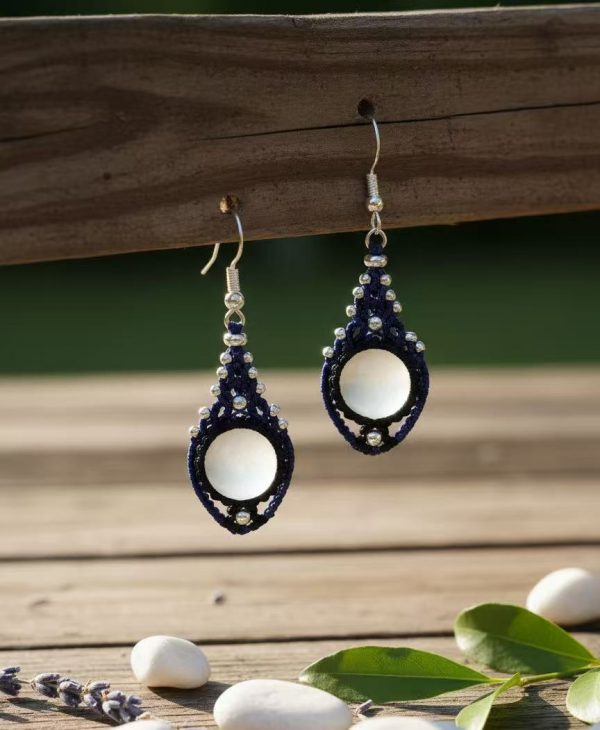 Handmade Macrame Earrings with Mother of Pearl