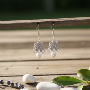 Handmade Macrame Earrings with Natural Pearl