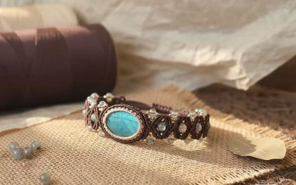 Handmade Macrame Bracelet with Amazonite and Moonstone